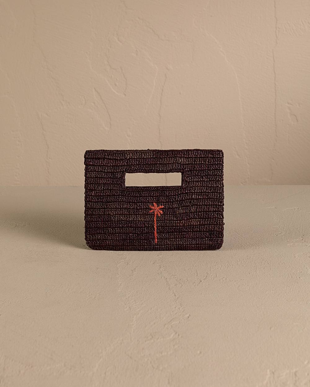 Manebí Raffia Handbag Mini - Chocolate With Rust Palm Qualità