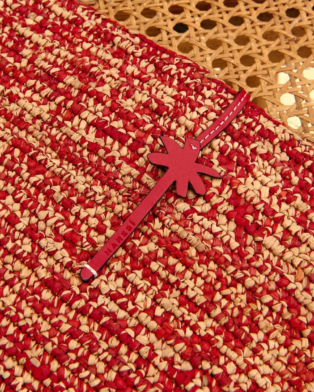 Manebí Raffia Clutch - Leather Palm Rust Tan Mélange \u0026 Rust Vendita