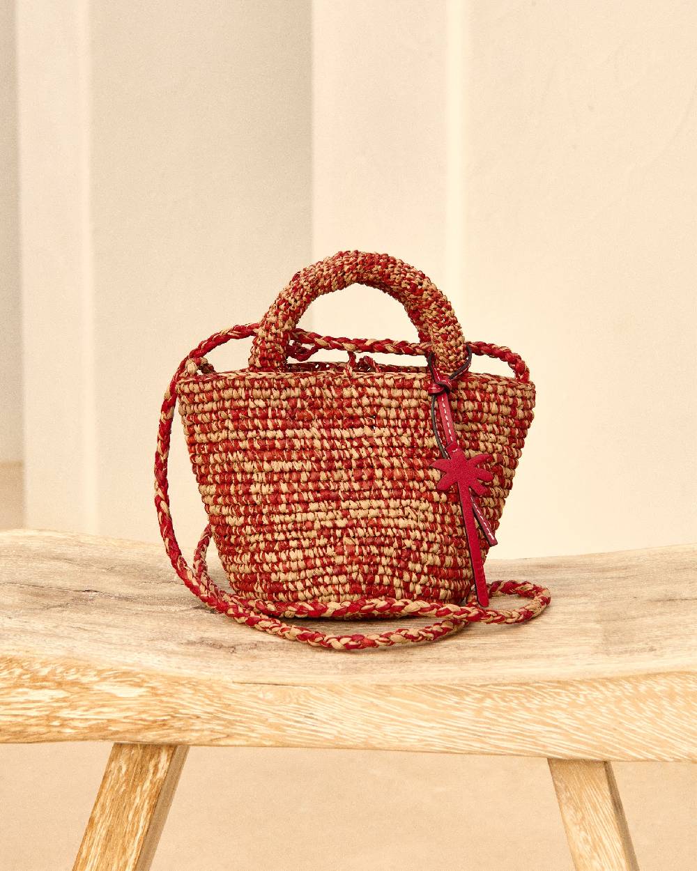 Manebí Raffia Summer Bag Mini - Rust Tan Mélange Spedizione Gratuita