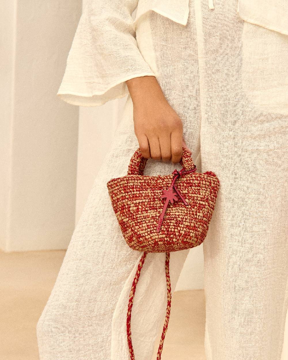 Manebí Raffia Summer Bag Mini - Rust Tan Mélange Spedizione Gratuita