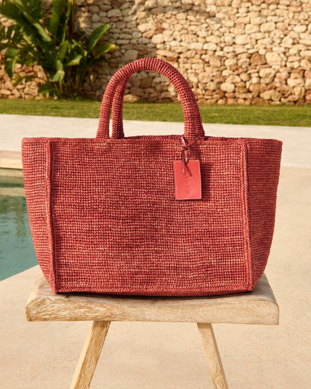 Manebí Raffia Sunset Bag Large - Rust Soddisfazione Garantita