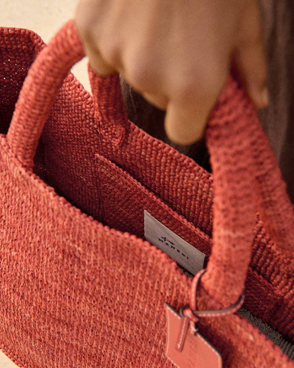 Manebí Raffia Sunset Bag Large - Rust Soddisfazione Garantita