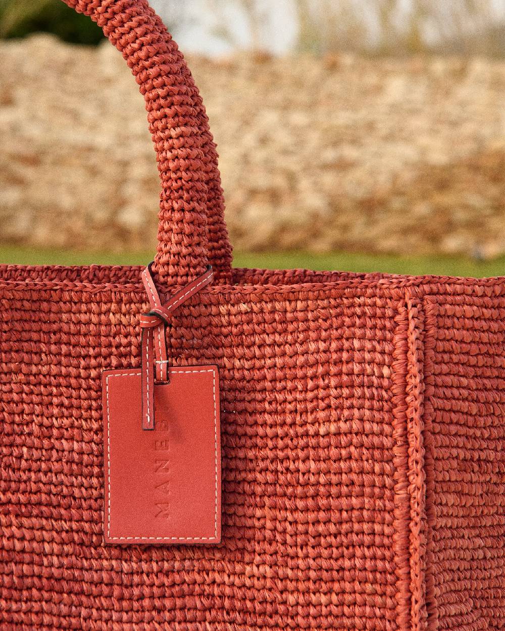 Manebí Raffia Sunset Bag Large - Rust Soddisfazione Garantita