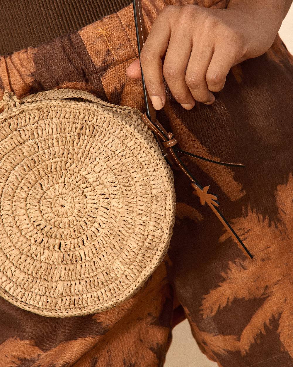Manebí Raffia \u0026 Leather|Tamburine Bag - Tan \u0026 Brown Fino Al -60%