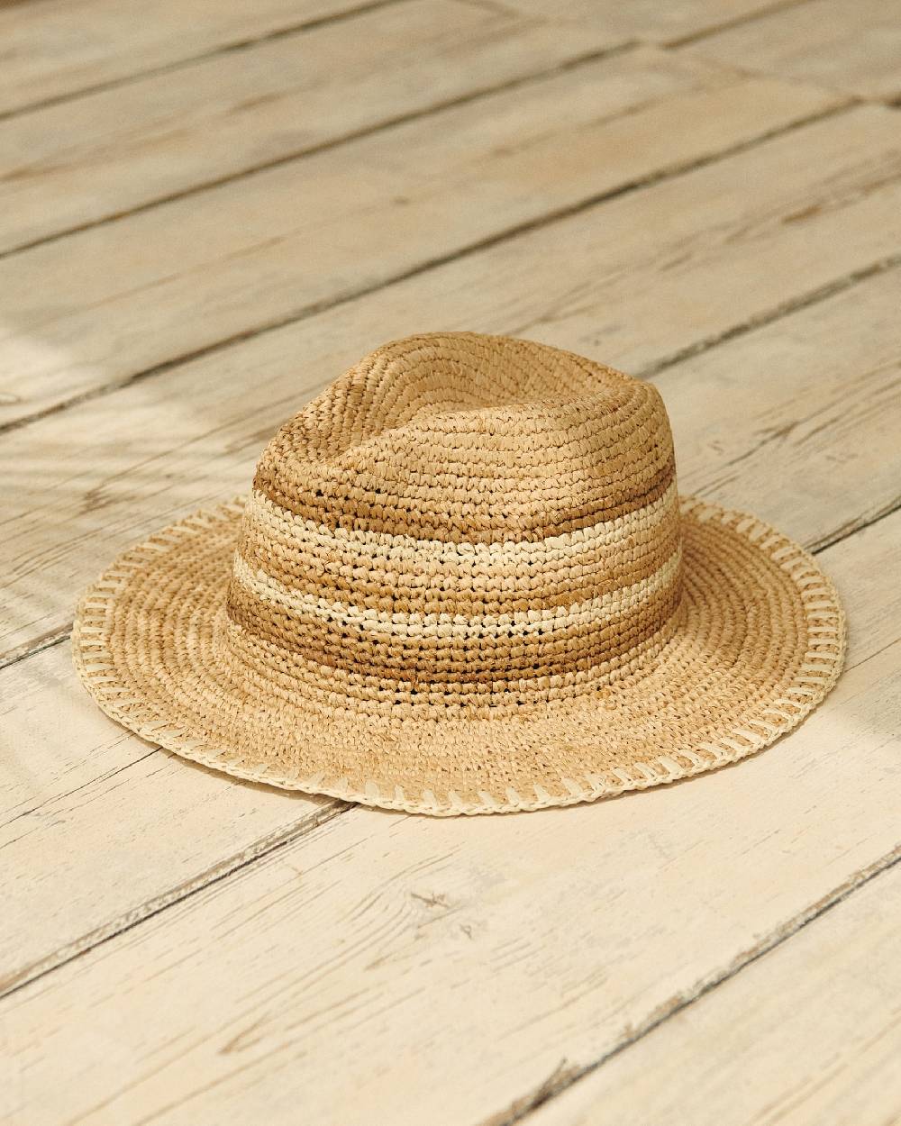 Manebí Raffia Panama Hat - Striped Striped Prezzo Ridotto