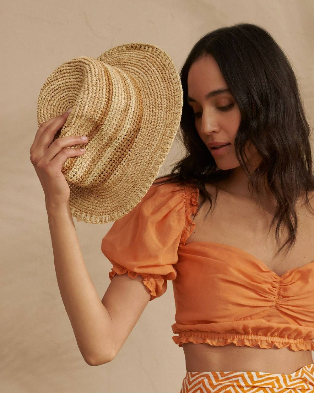 Manebí Raffia Panama Hat - Striped Striped Prezzo Ridotto