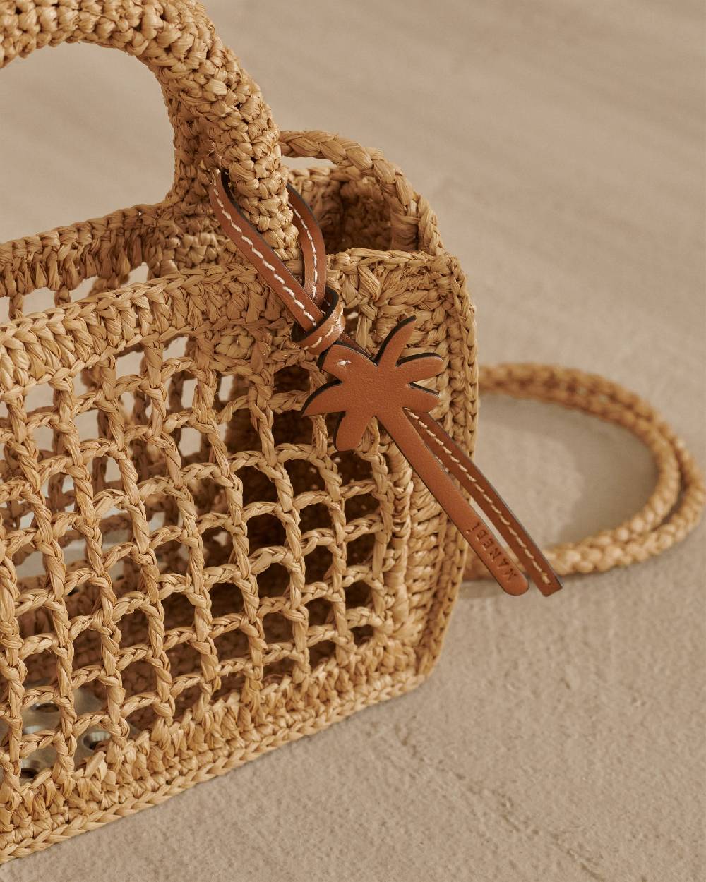 Manebí Natural Raffia Sunset|Bag Mini Net - Palm Leather Tag Tan Online