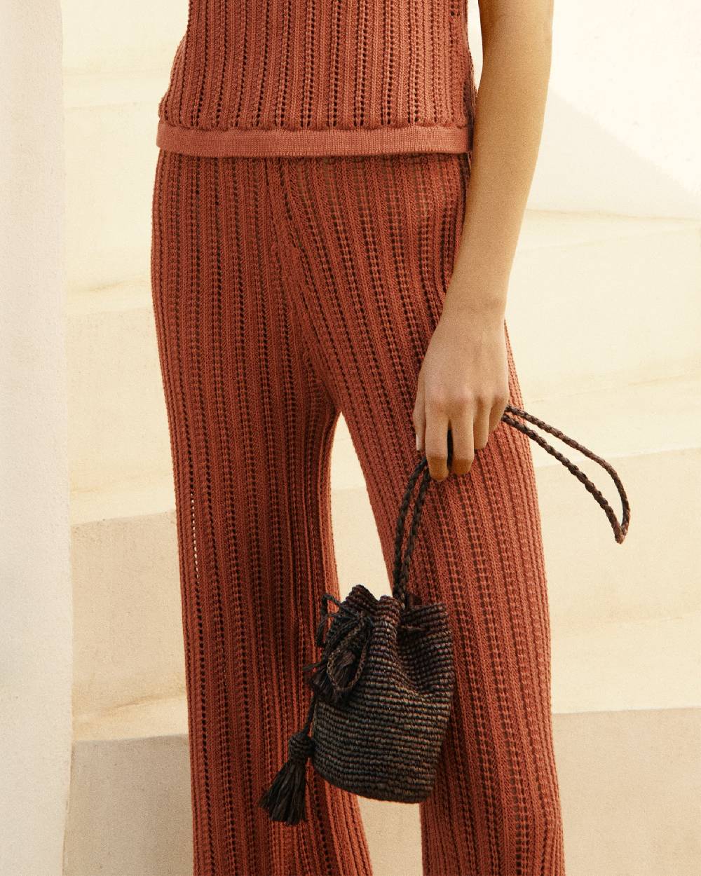 Manebí Raffia Beach Bucket Mini - Chocholate Hotsell