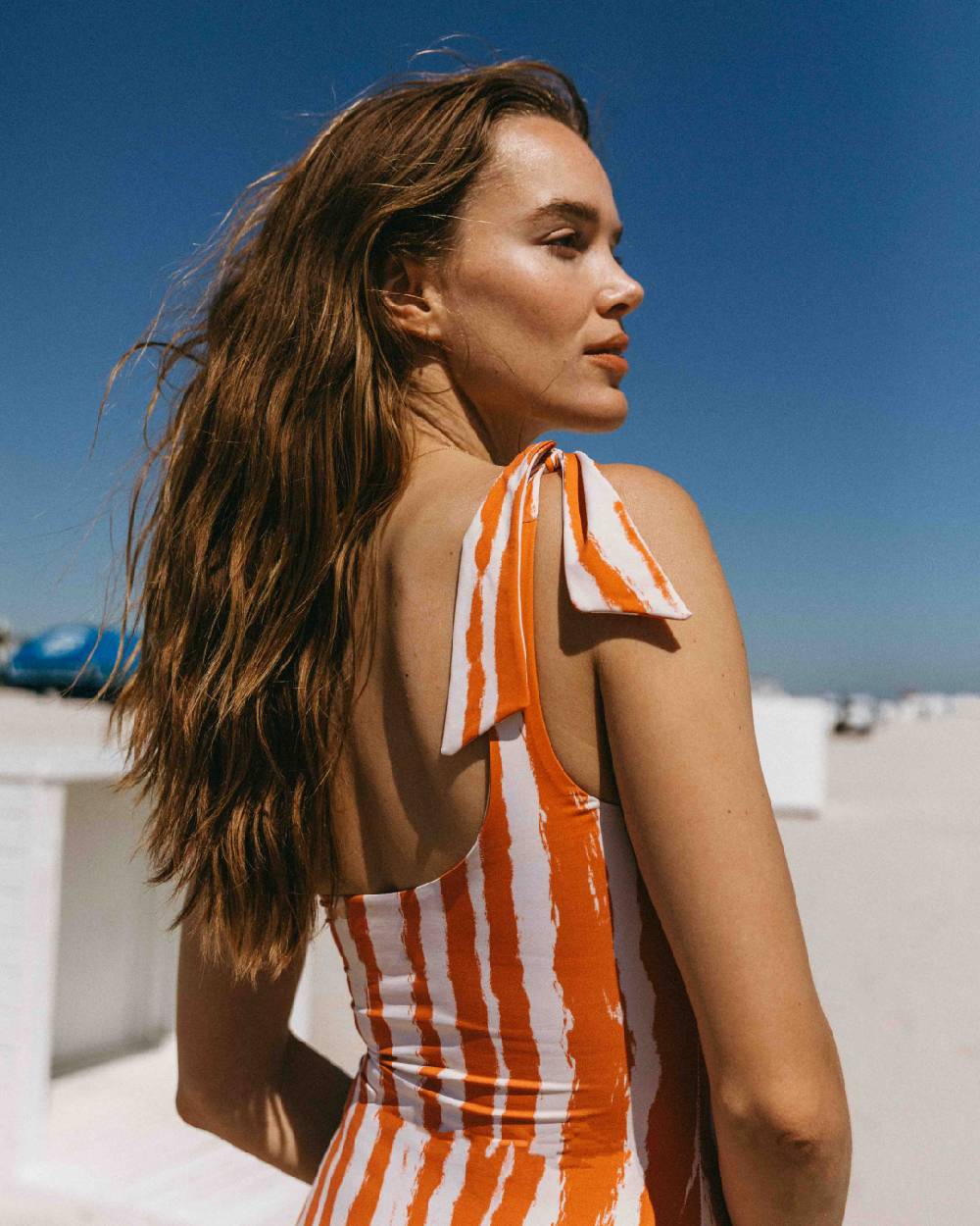 Manebí Printed Tie-Up|One-Shoulder One Piece - Soft Touch Eggnog \u0026 Orange Rust Zebra Economico