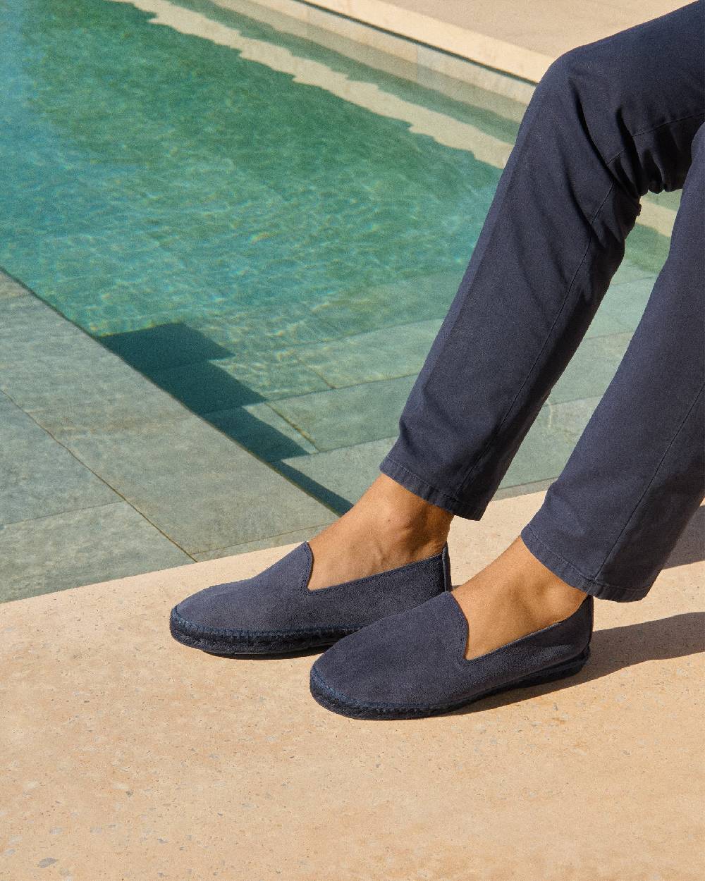 Manebí Espadrillas flat in pelle scamosciata - Hamptons -Patriot Blu ton sur ton Italy
