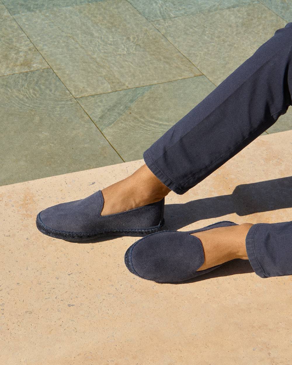 Manebí Espadrillas flat in pelle scamosciata - Hamptons -Patriot Blu ton sur ton Italy
