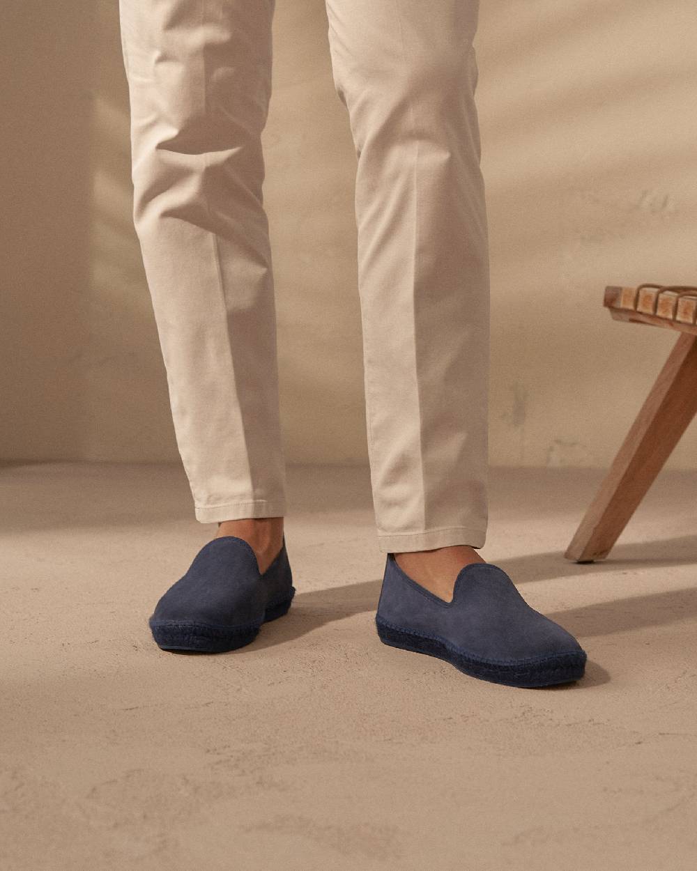 Manebí Espadrillas flat in pelle scamosciata - Hamptons -Patriot Blu ton sur ton Italy