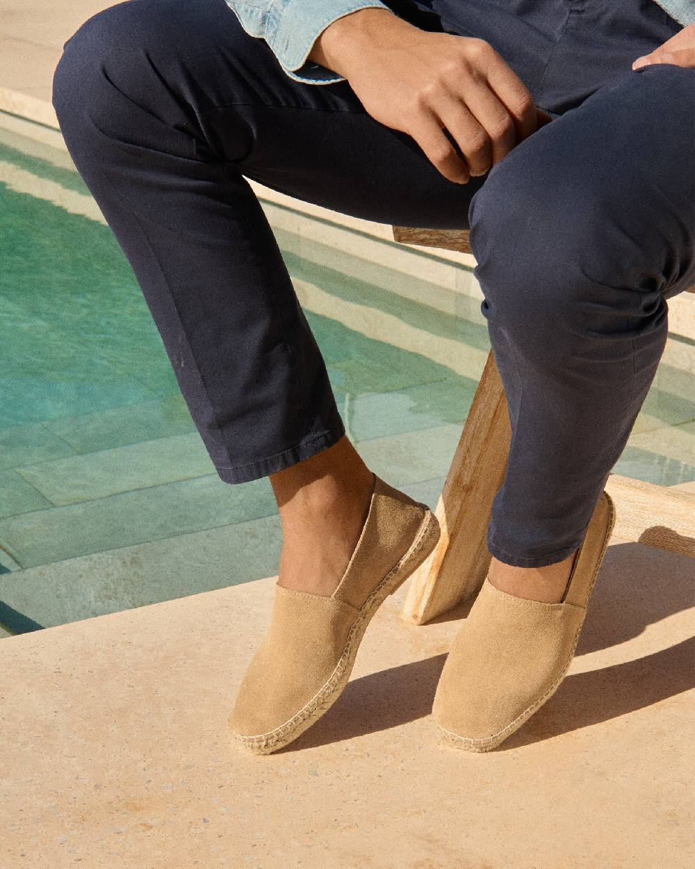 Manebí Suede Square Toe Espadrilles - Hamptons Washed Beige Prezzo Ridotto
