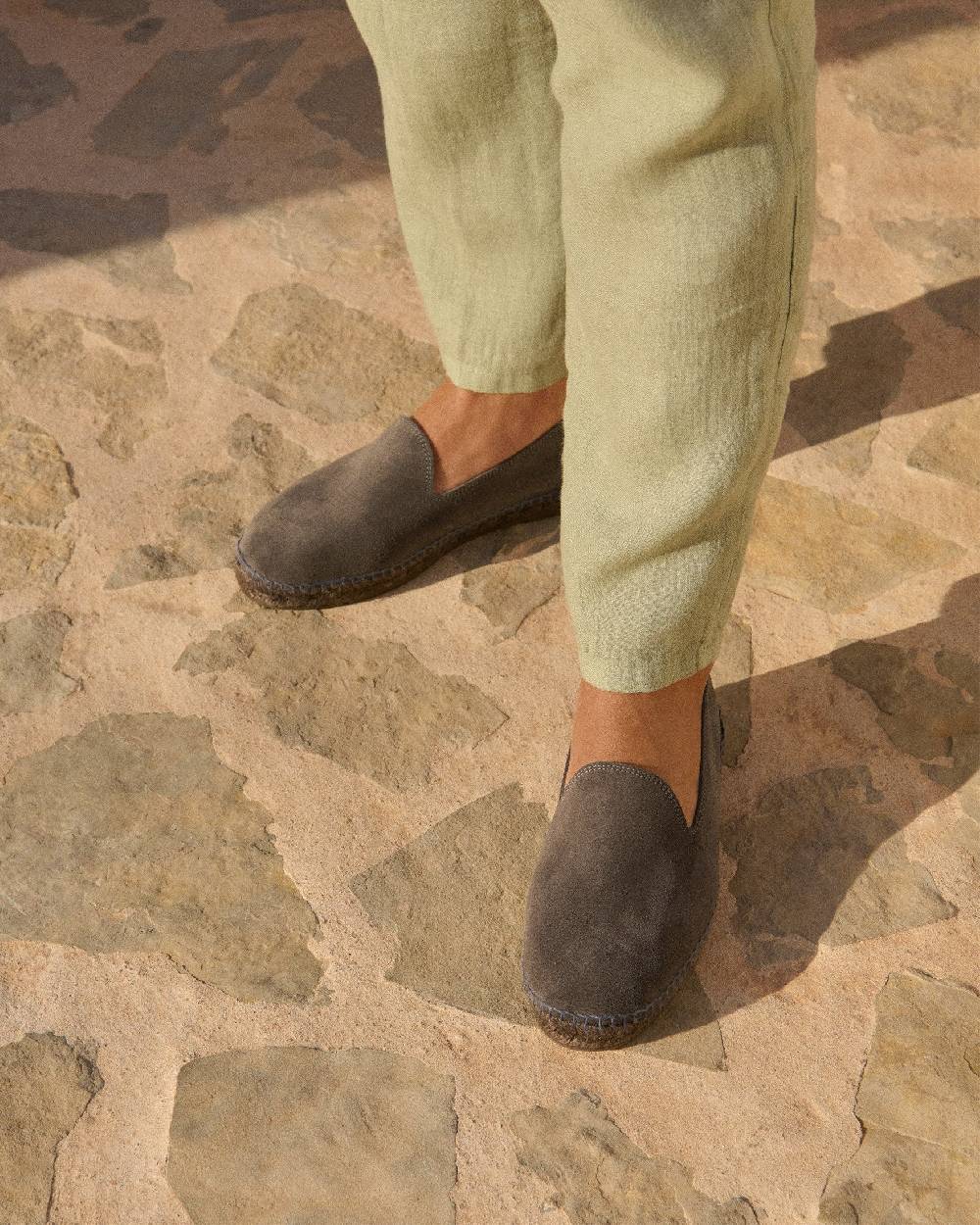 Manebí Espadrillas flat in pelle scamosciata - Hamptons - Carbon Grey ton sur ton Hotsell