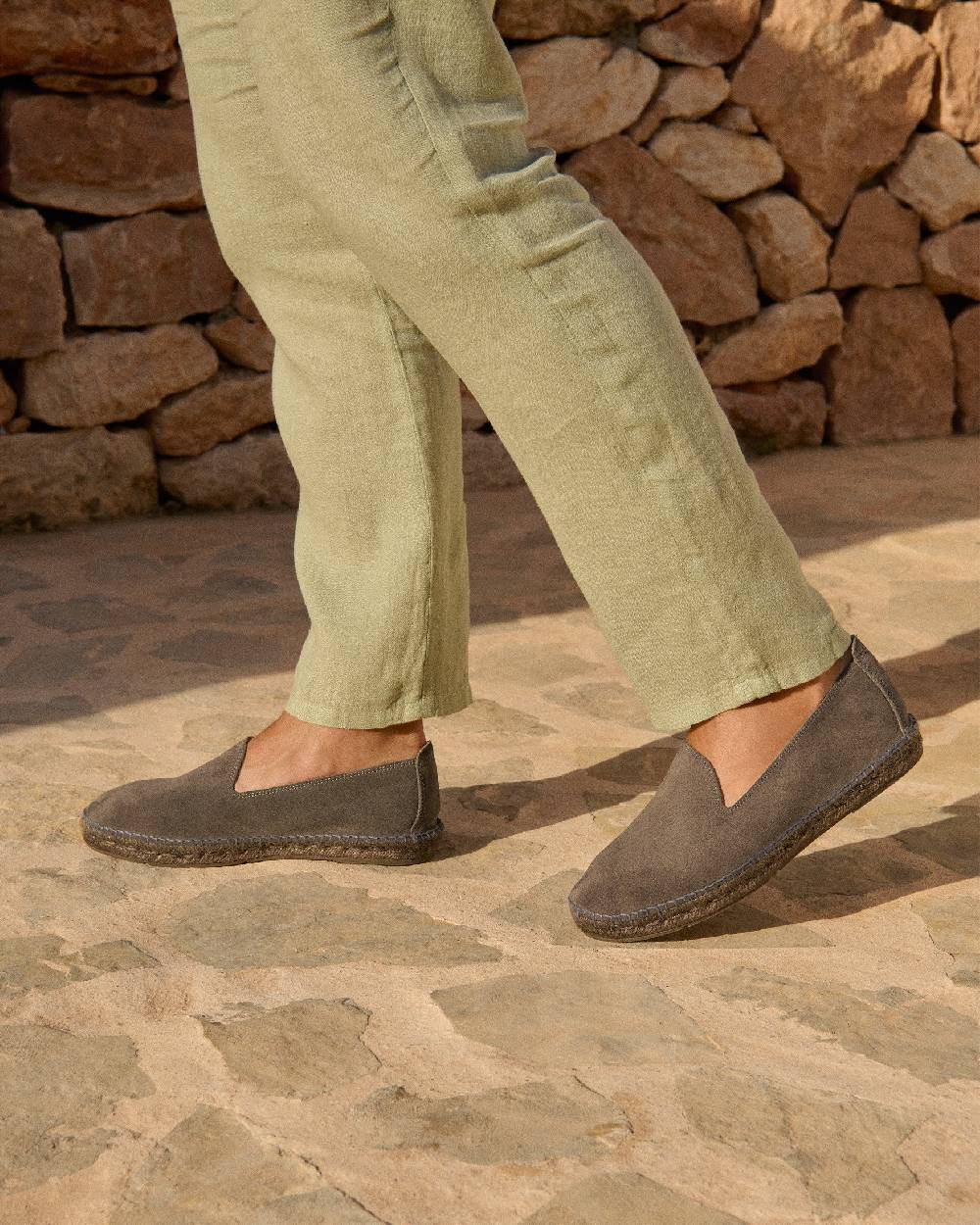 Manebí Espadrillas flat in pelle scamosciata - Hamptons - Carbon Grey ton sur ton Hotsell
