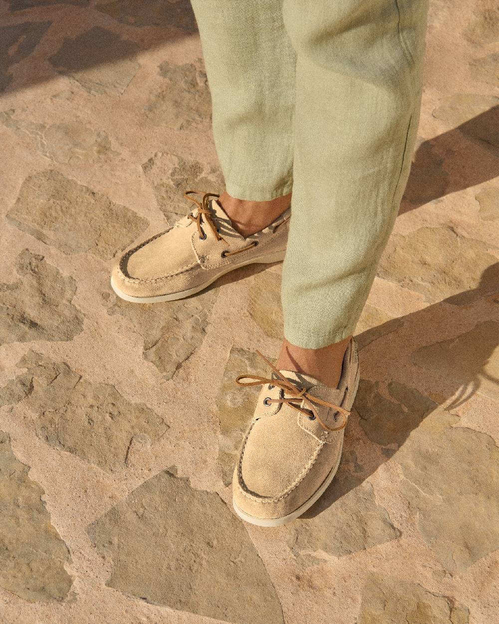 Manebí Suede Boat-Shoes - Hamptons Champagne Beige Vendita Calda