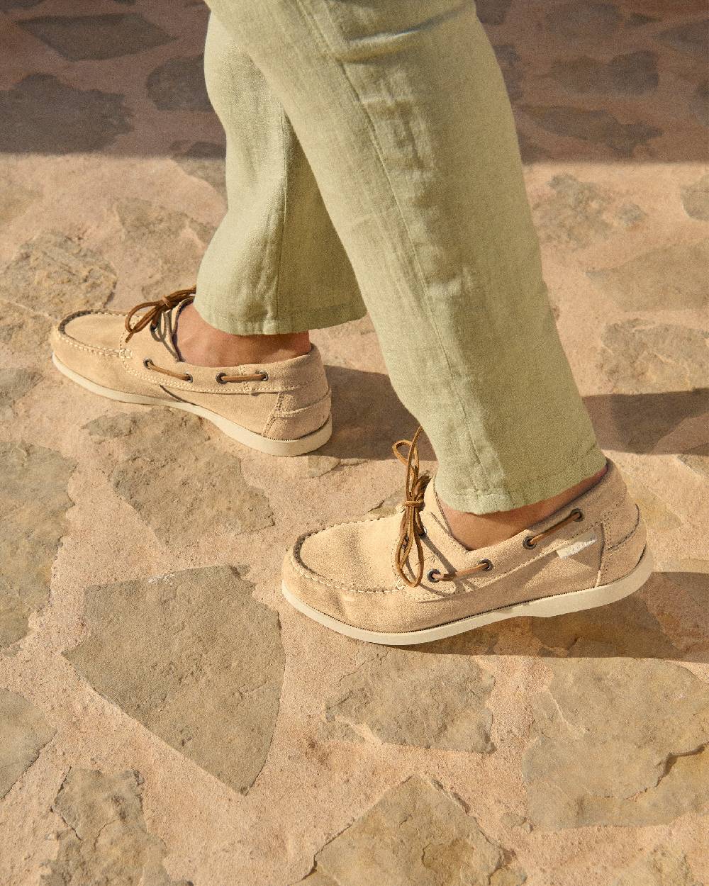 Manebí Suede Boat-Shoes - Hamptons Champagne Beige Vendita Calda