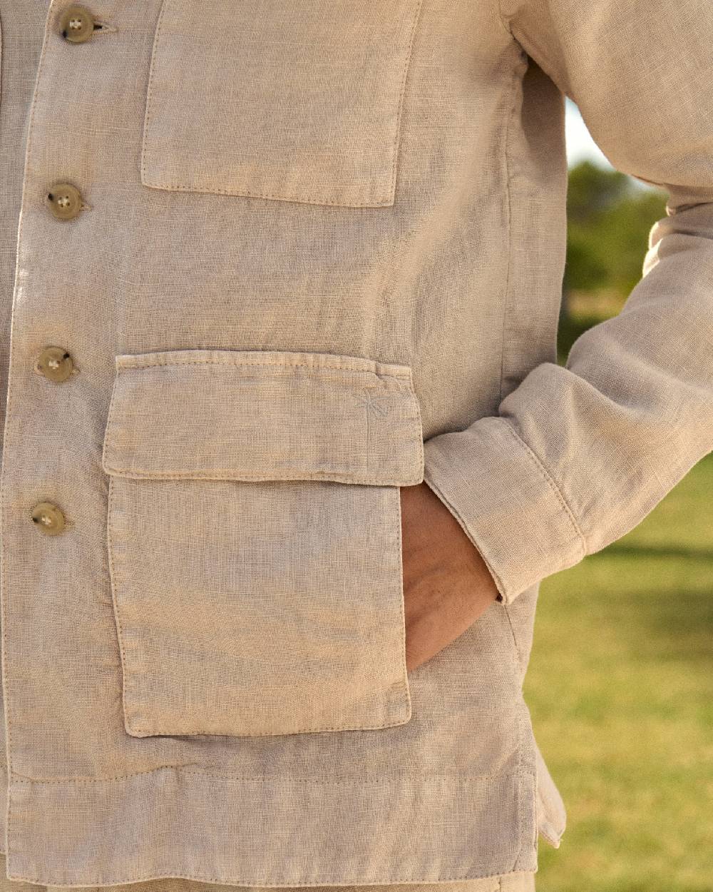 Manebí Irish Linen Savana Jacket - Kaki Beige Negozio