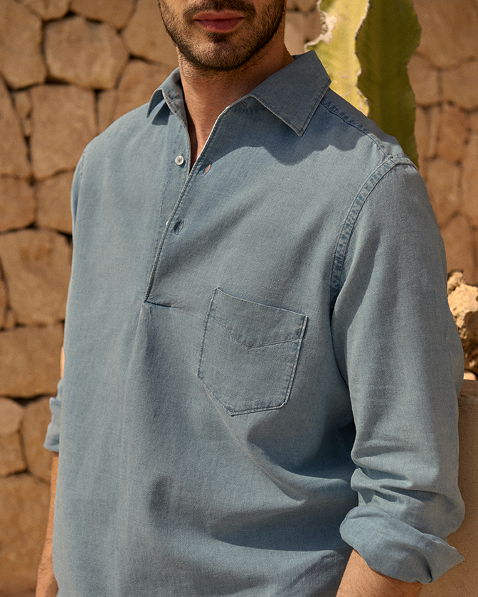 Manebí Lenim: Linen Denim|Nassau Polo Shirt Nuova