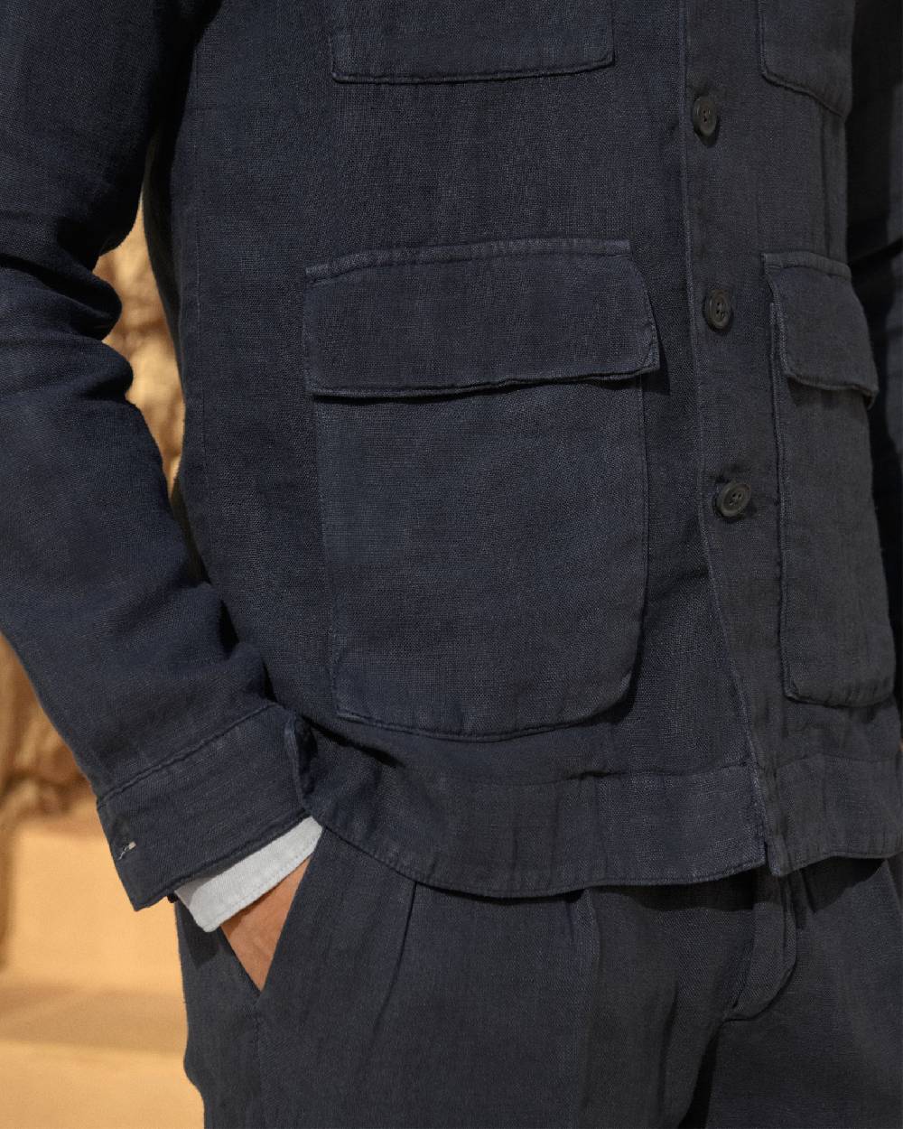 Manebí Irish Linen Savana Jacket - Night Blue Italy