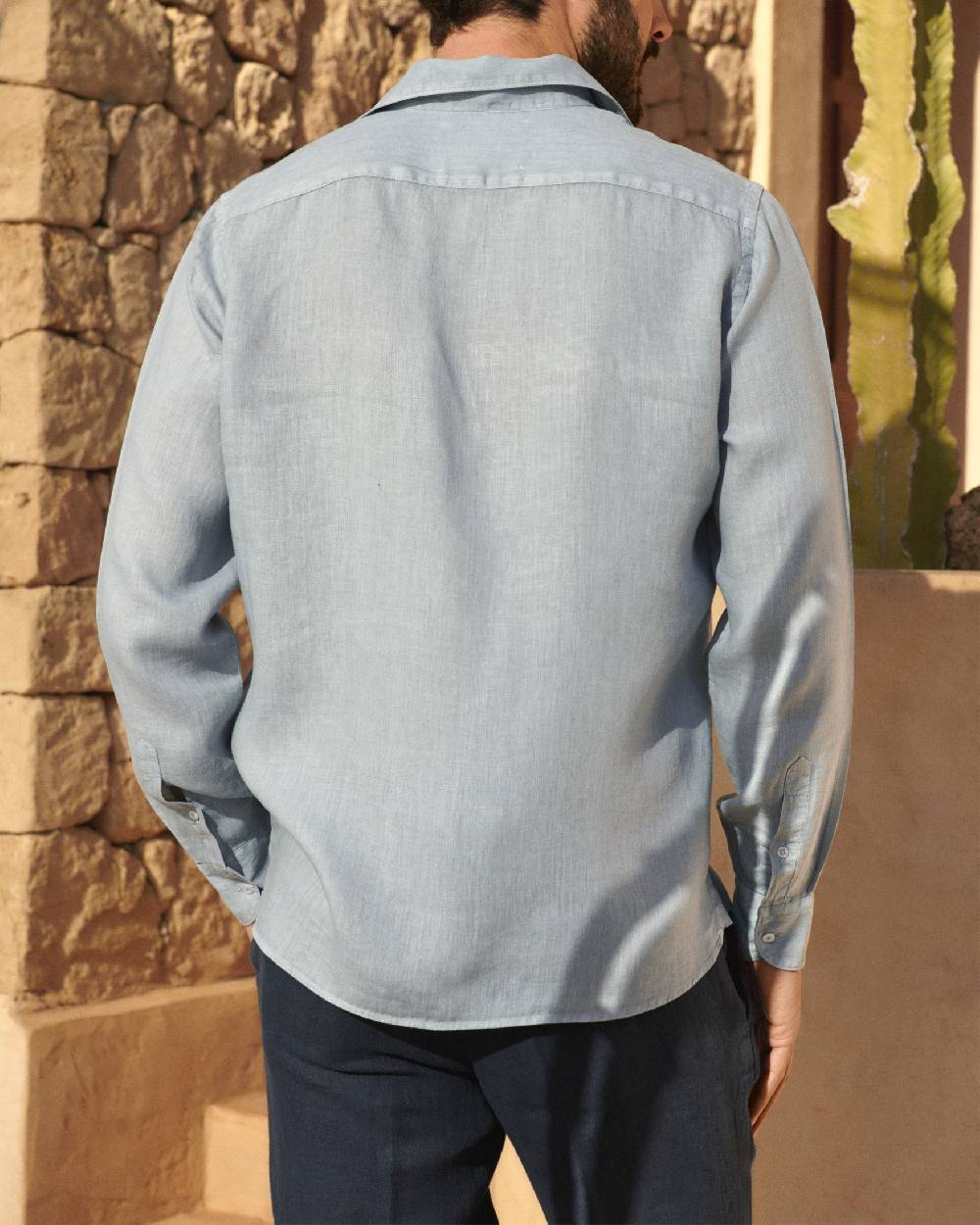 Manebí Washed Linen Panama Shirt - Grey Blue Italia