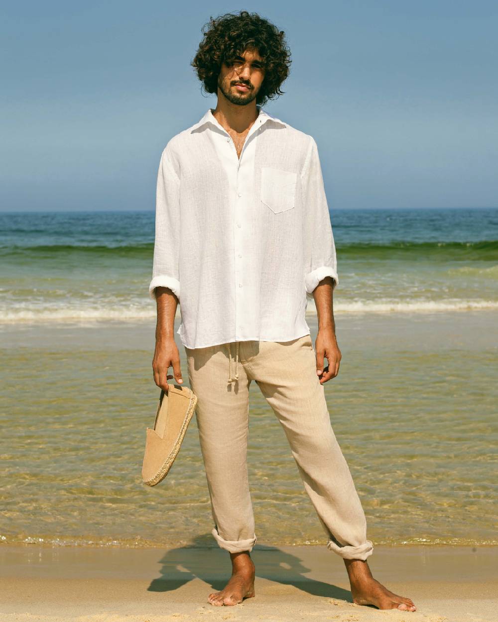 Manebí Washed Linen Venice Trousers - Kaki Beige Smaltimento dello stoccaggio