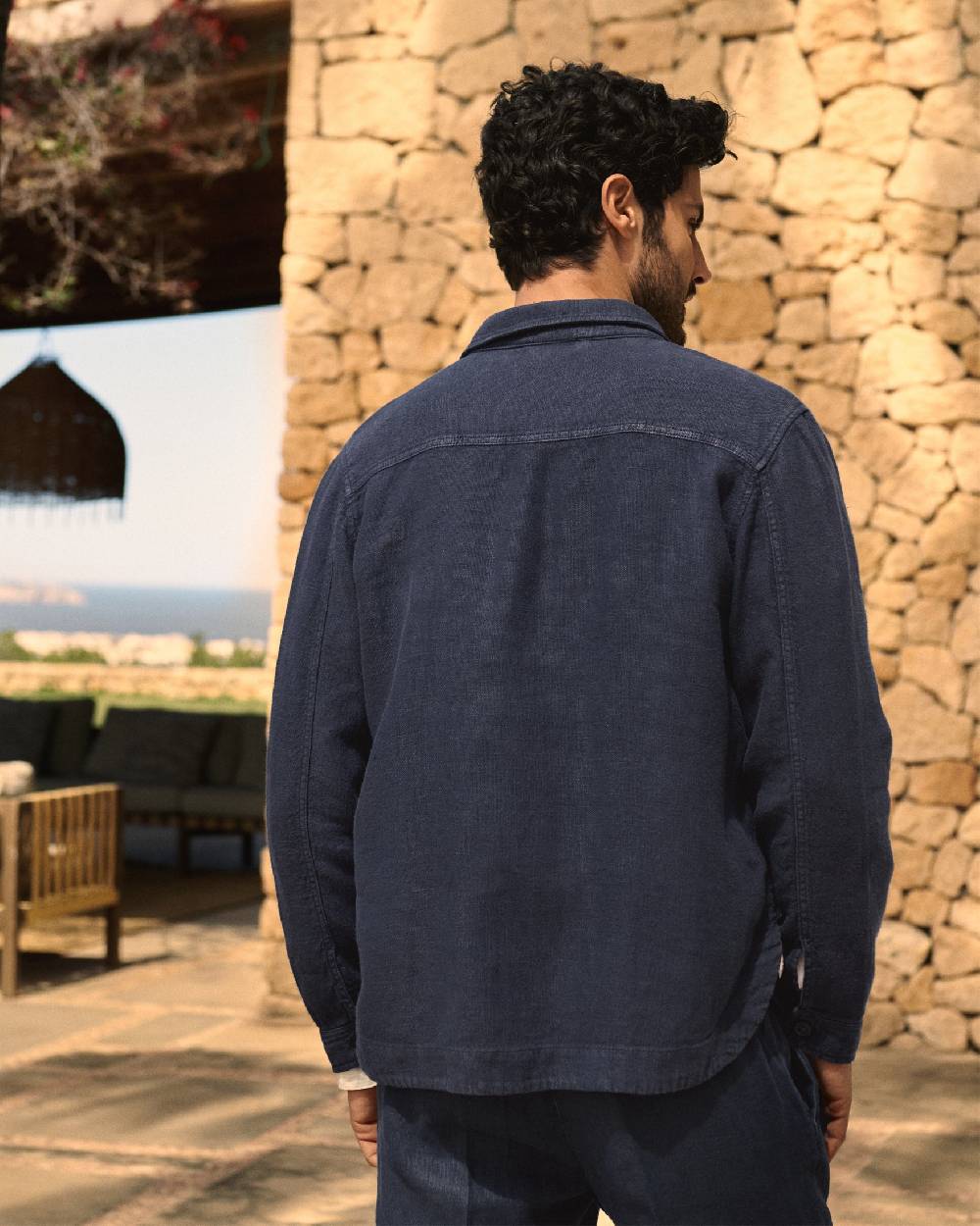 Manebí Linen Sahara Over Jacket - Night Blue Vendita