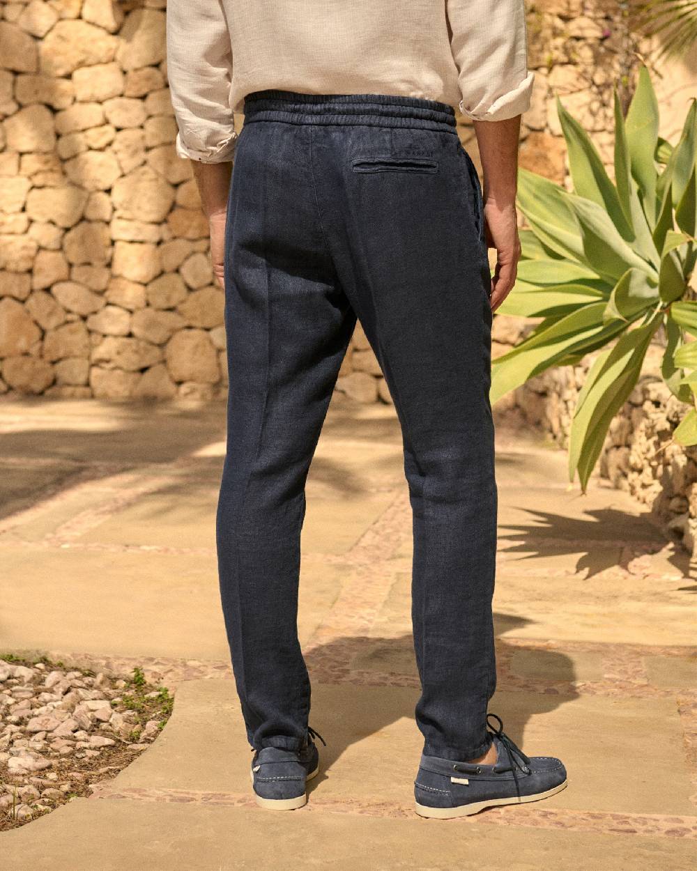 Manebí Woven Linen Santa Barbara Trousers - Night Blue Promozione