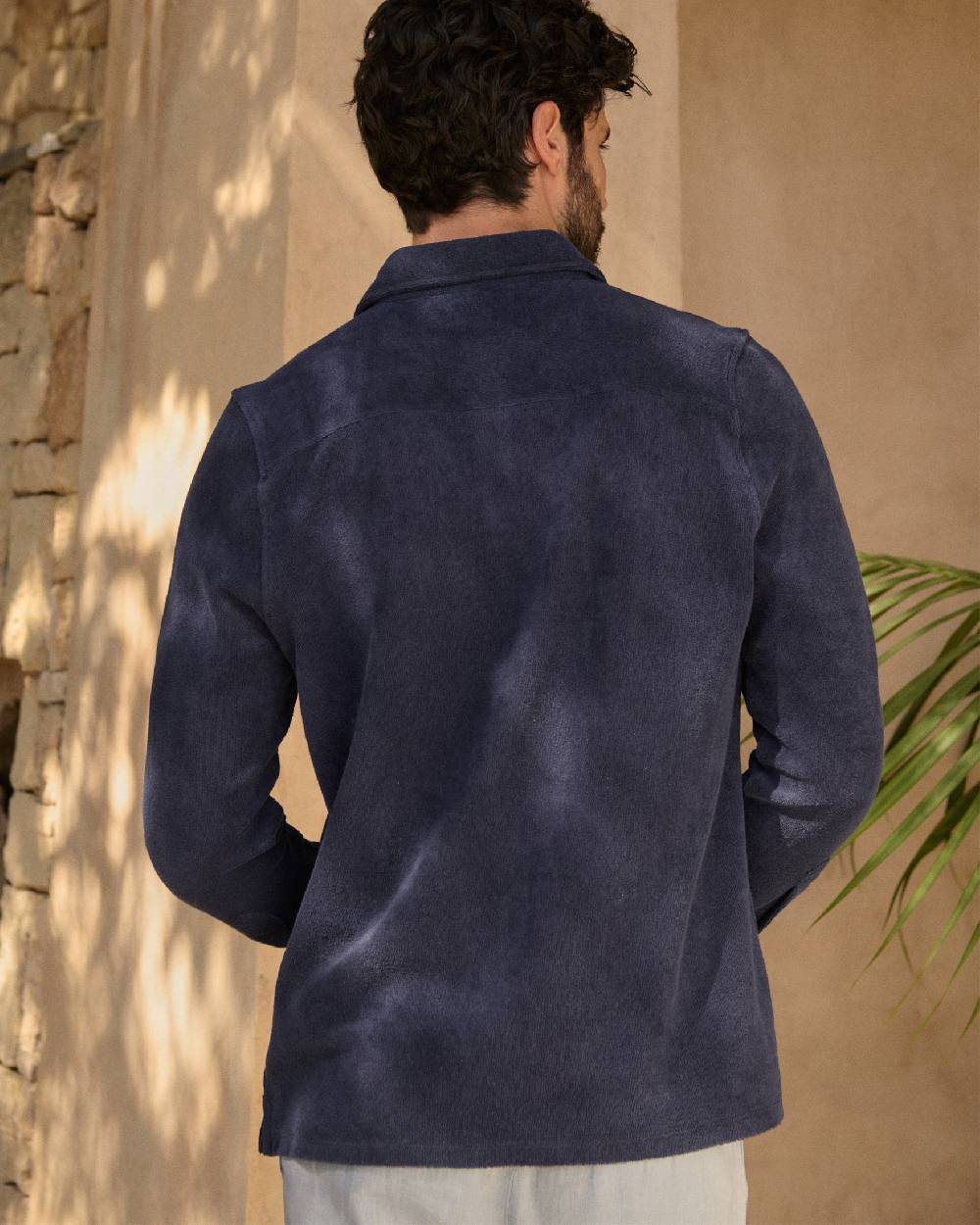 Manebí Organic Terry Cotton|Antonello Polo Shirt - Long Sleeves Navy Spedizione Gratuita