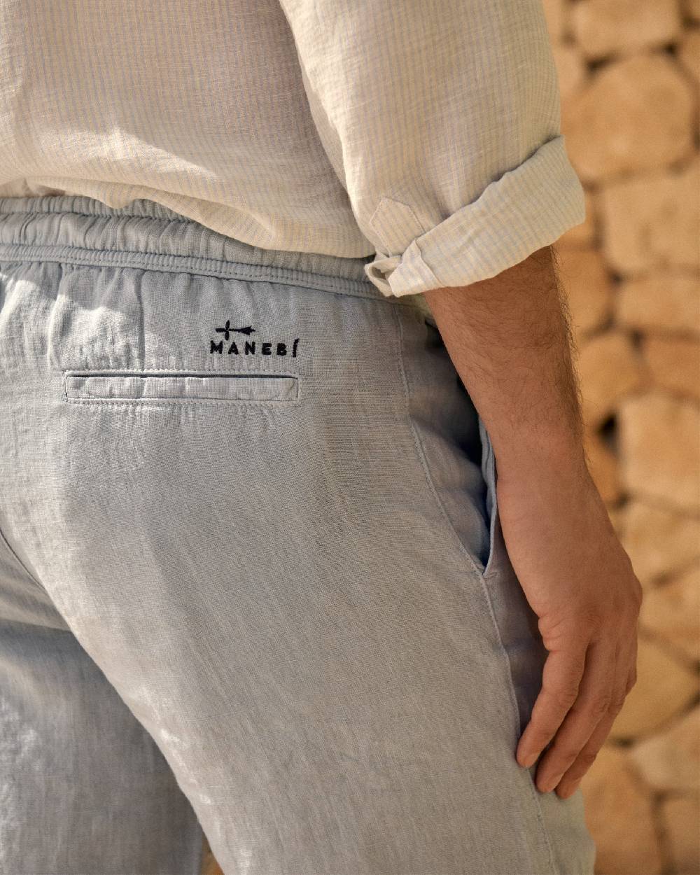 Manebí Washed Linen Malibu Shorts - Grey Blu Soddisfazione Garantita