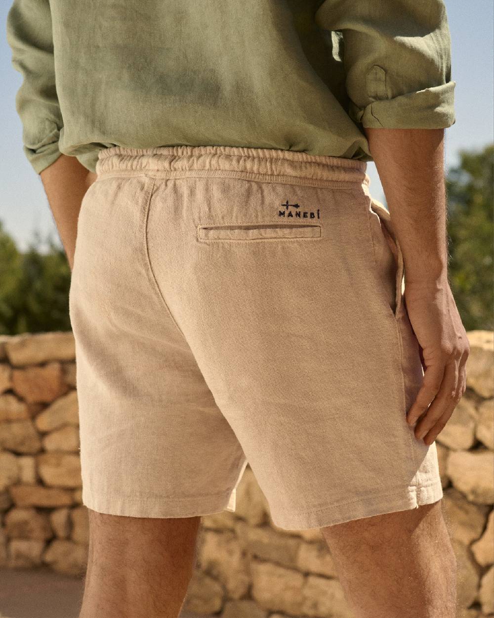 Manebí Woven Linen Malibu Shorts - Kaki Beige Qualità Garantita