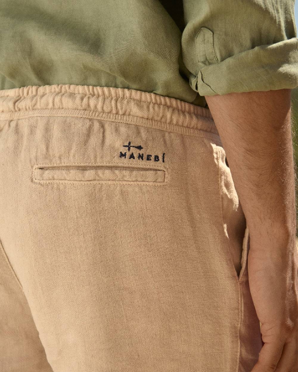 Manebí Woven Linen Malibu Shorts - Kaki Beige Qualità Garantita
