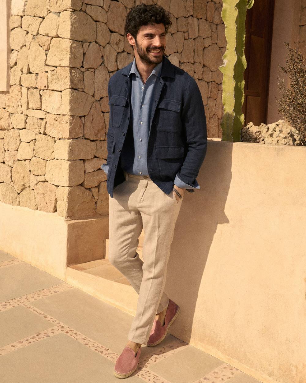 Manebí Woven Linen Milano Trousers - Kaki Beige Acquista Ora