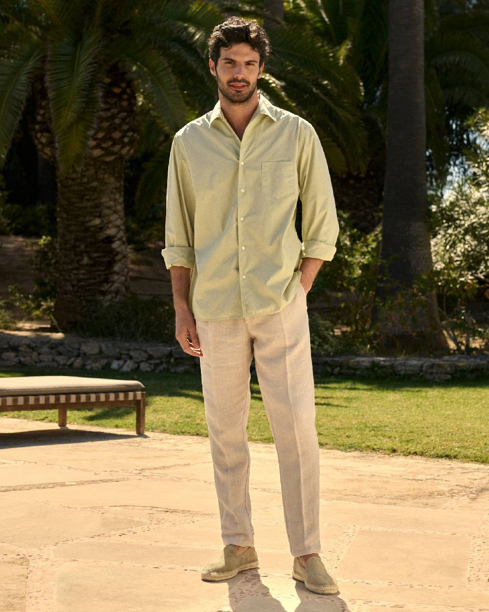 Manebí Poplin Panama Shirt - Light Green Prezzo Ridotto
