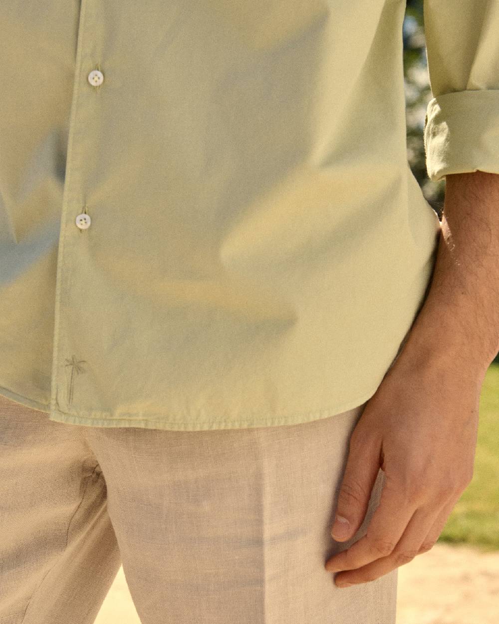 Manebí Poplin Panama Shirt - Light Green Prezzo Ridotto