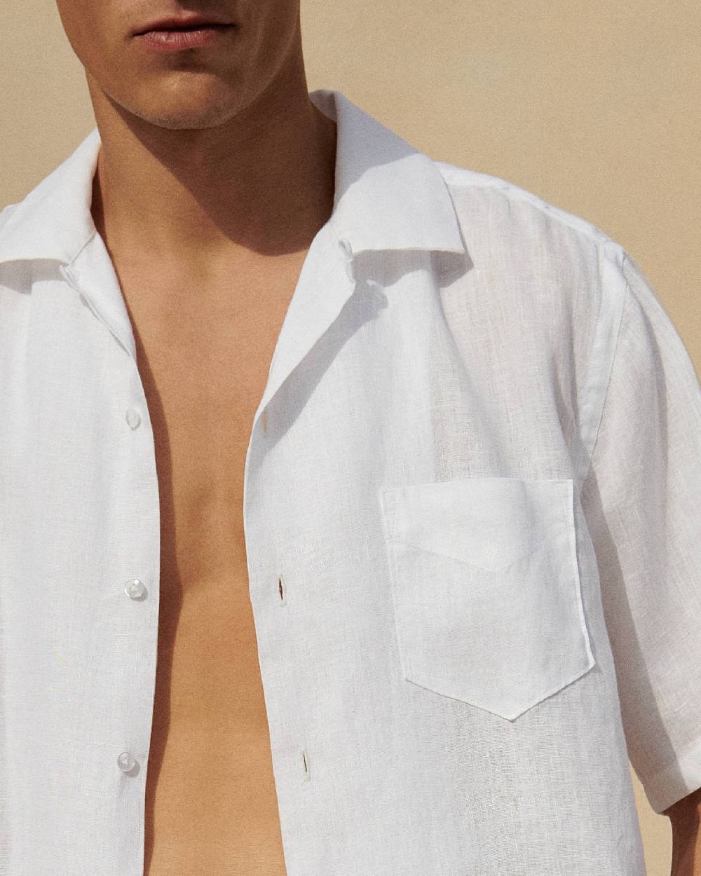 Manebí Havana Bowling Linen Shirt - White Novità