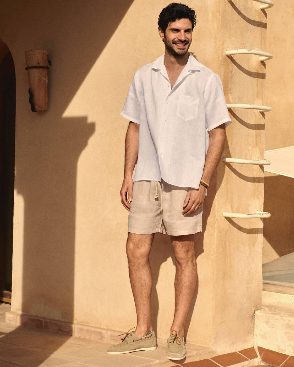 Manebí Havana Bowling Linen Shirt - White Novità