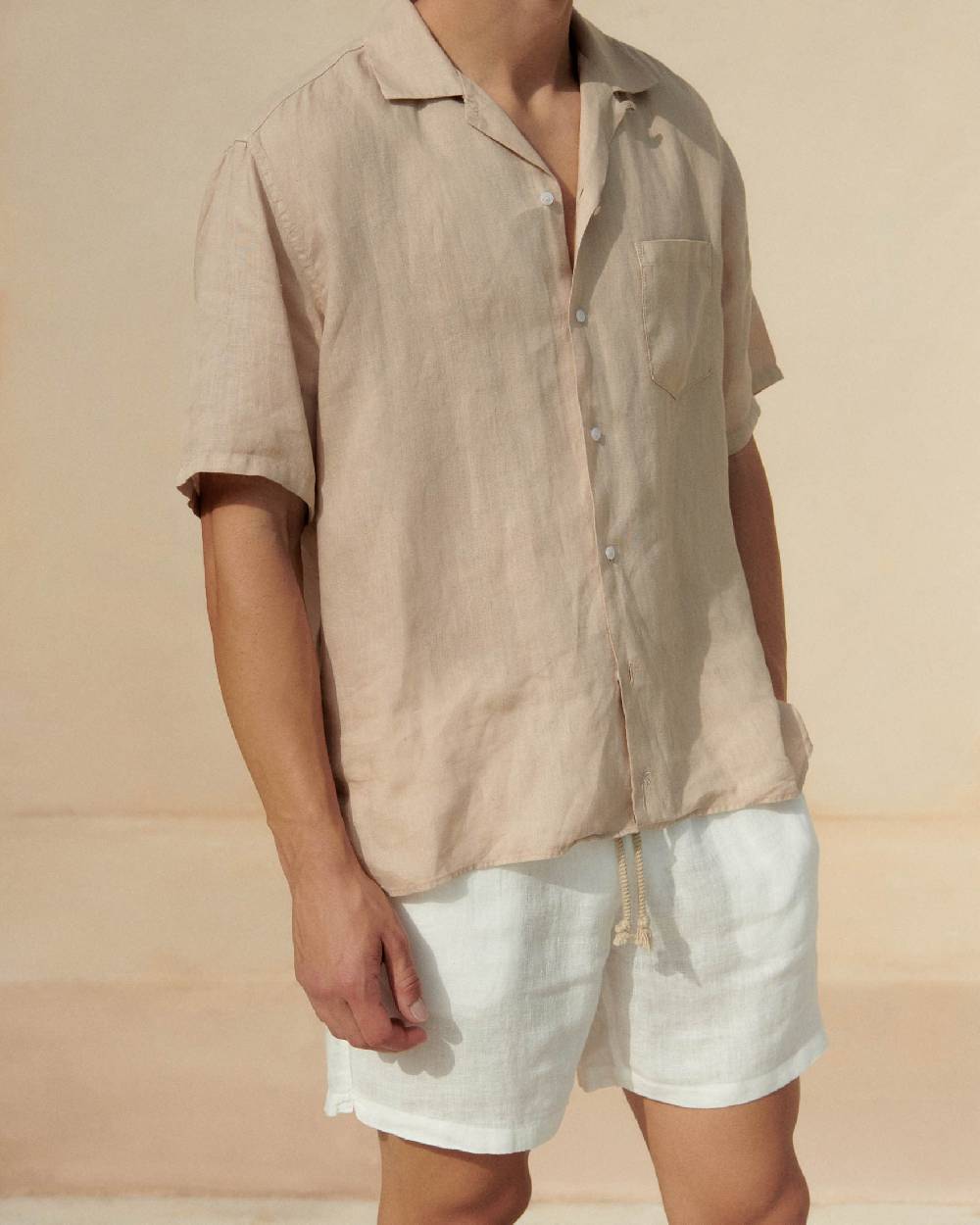 Manebí Washed Linen Malibu Shorts - White Offerta