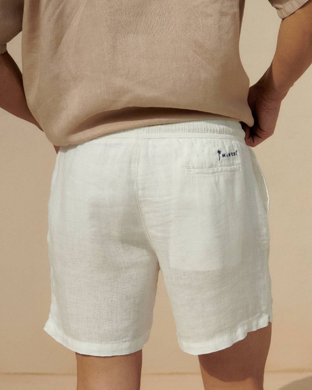 Manebí Washed Linen Malibu Shorts - White Offerta