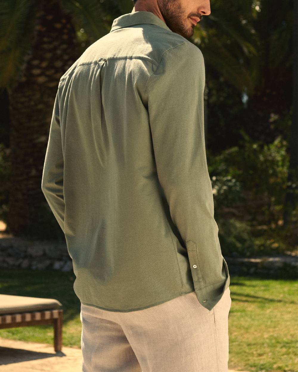 Manebí Organic Cotton Pedro Shirt - Long Sleeve Kaki Green Economico
