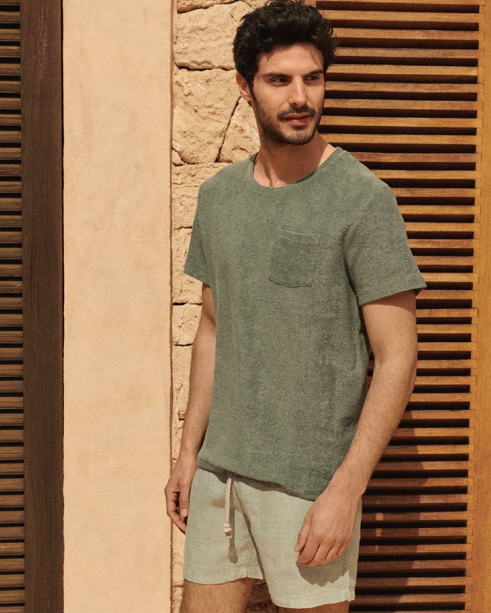 Manebí Terry Cotton Emilio T-Shirt - Made in Portugal Kaki Terry Cotton Online