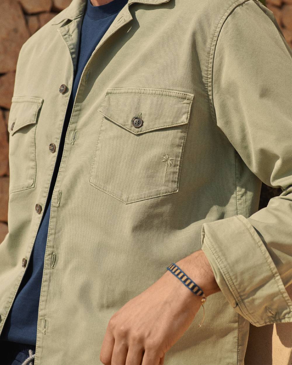 Manebí Stonewashed Cotton|Santa Fe Field Jacket - Embroidered Logo Military Green Latest stili