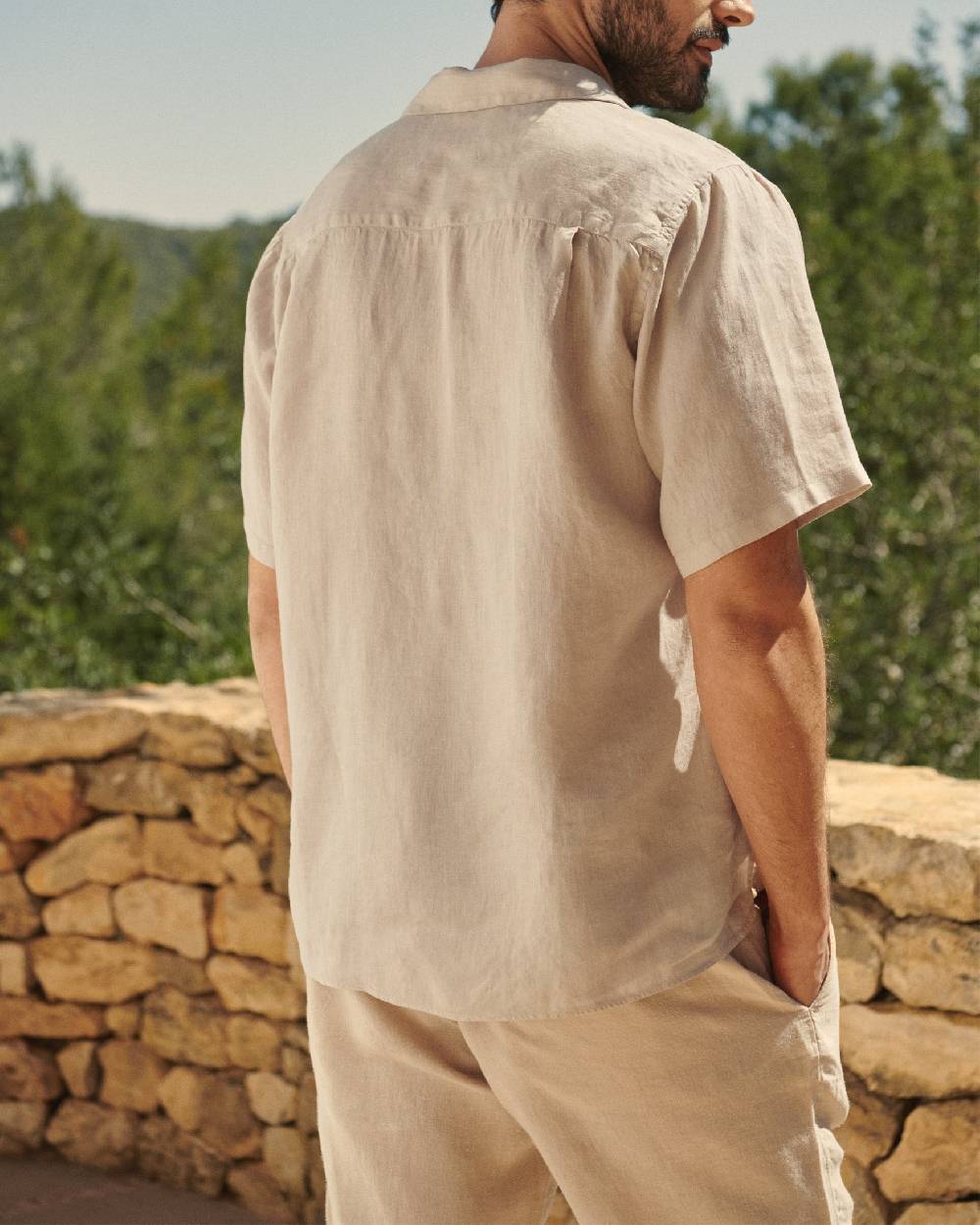 Manebí Washed Linen Havana|Camp-Collar Shirt - Sand Promozione temporanea