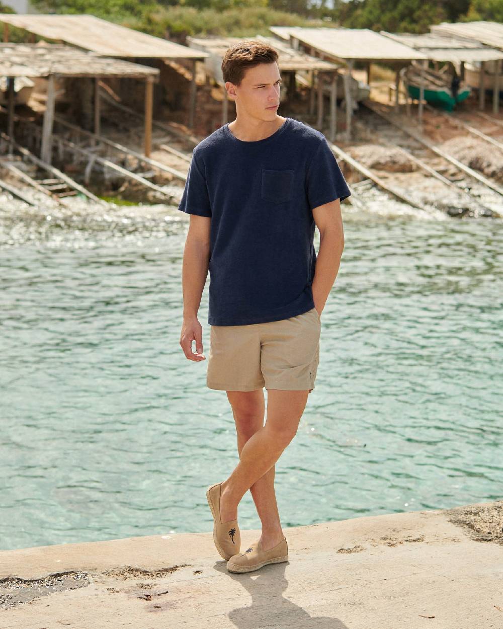 Manebí Organic Terry Cotton Emilio T-Shirt - Navy Saldi Di Fabbrica
