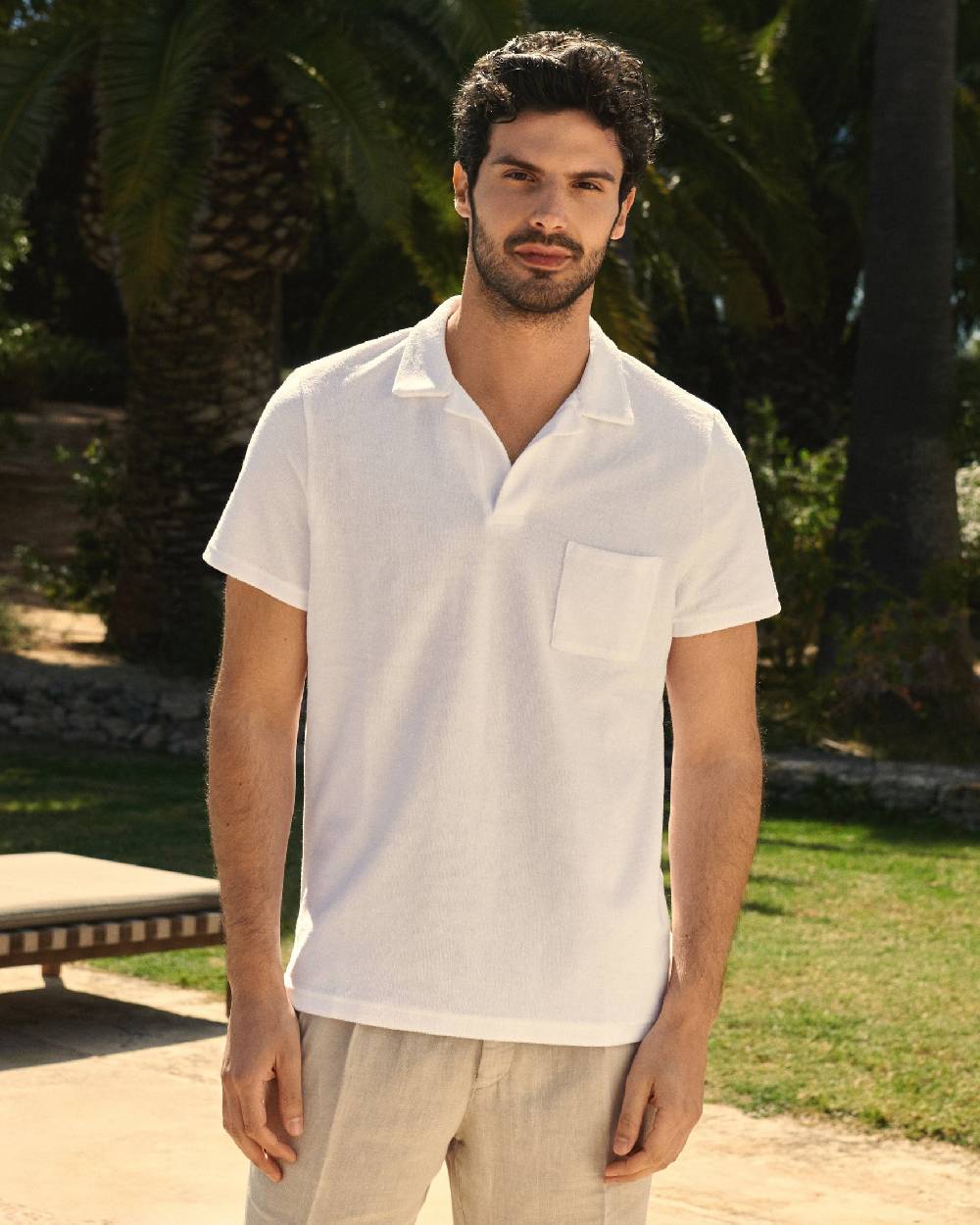 Manebí Organic Terry Cotton Olive Polo Shirt - Short Sleeves White Fino al 65% di sconto