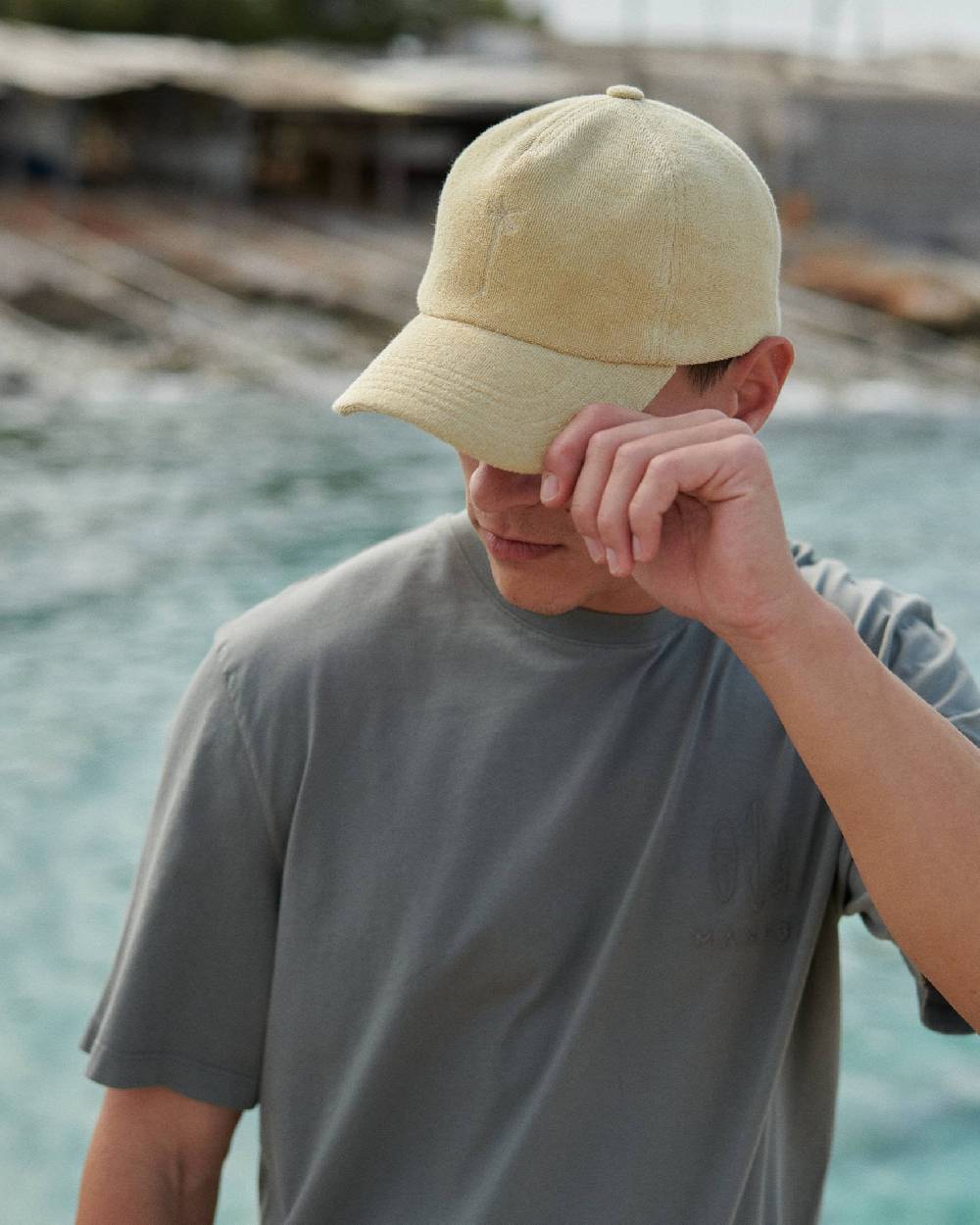Manebí Organic Terry Cotton Lucca Cap - Embroidered Logo Sand Nuova