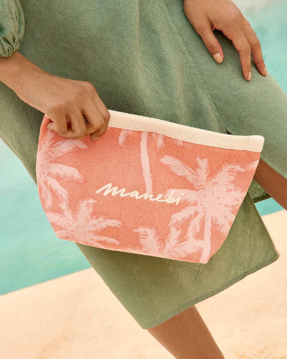 Manebí Canvas Tender2Tote - Sunbaked \u0026 Cream Pink Maxi Palm Promozione