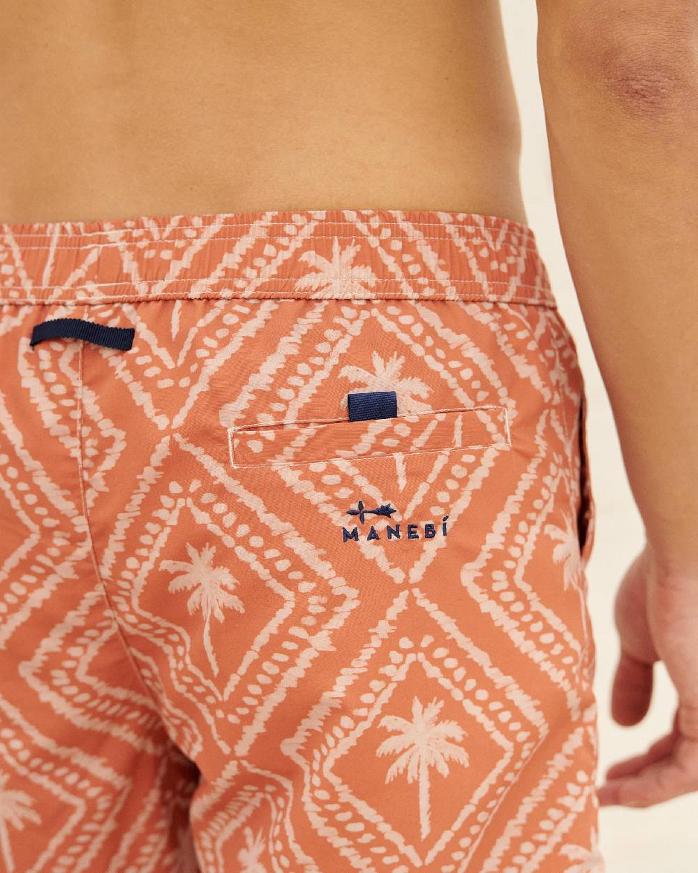 Manebí Printed Swim Shorts - Beige \u0026 Maxi Palm Dusted Rust Shopping Online