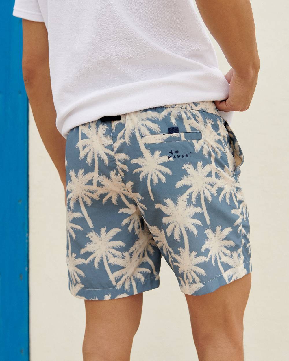 Manebí Printed Swim Shorts Hand Drawn - Gabardine Cotton Indigo Presa