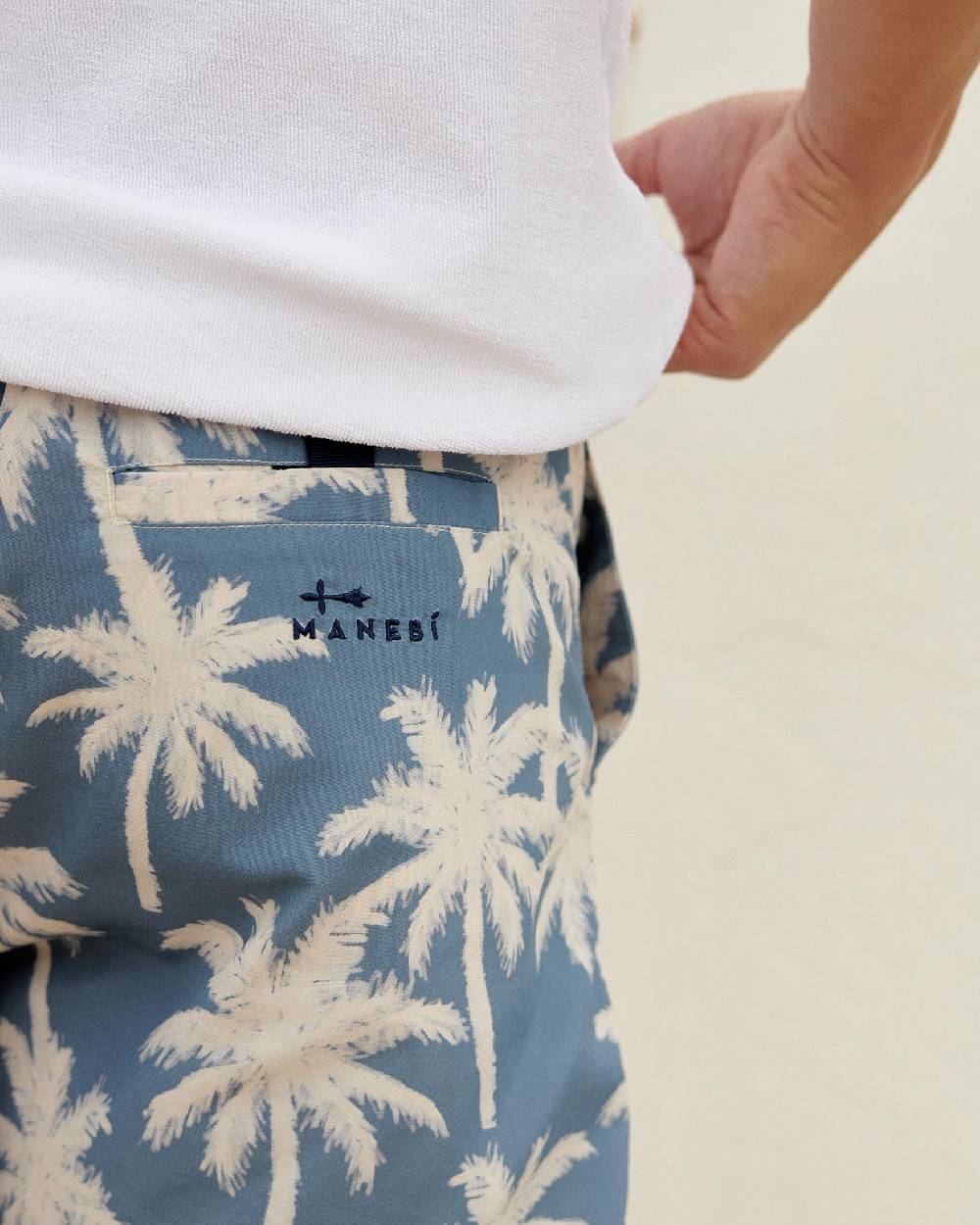 Manebí Printed Swim Shorts Hand Drawn - Gabardine Cotton Indigo Presa